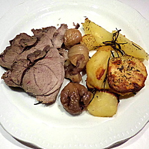 Wildschweinbraten mit Kastanien